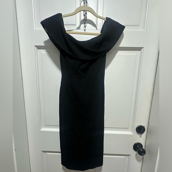Aritzia Babaton Ruslan Off the Shoulder Black Midi Dress Size 0 NWOT - Picture 4 of 4